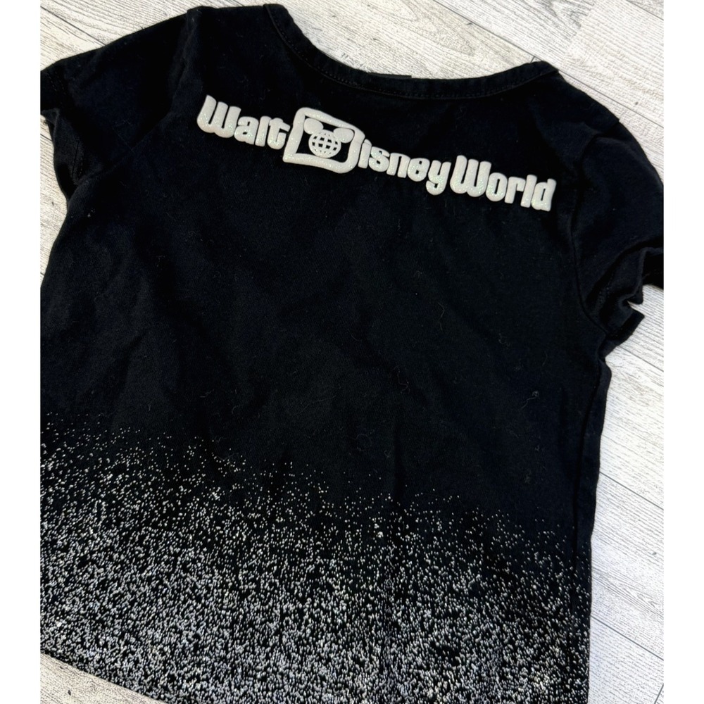 Walt Disney World 100 Years Of Wonder Glittery Girls Black Shirt Tee 12‎ Months